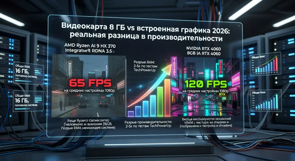 Видеокарта 8 ГБ vs встроенная графика 2026: реальная разница в производительности